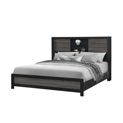 GREY AND BLACK BOOKCASE QUEEN BED | Wayfair North America