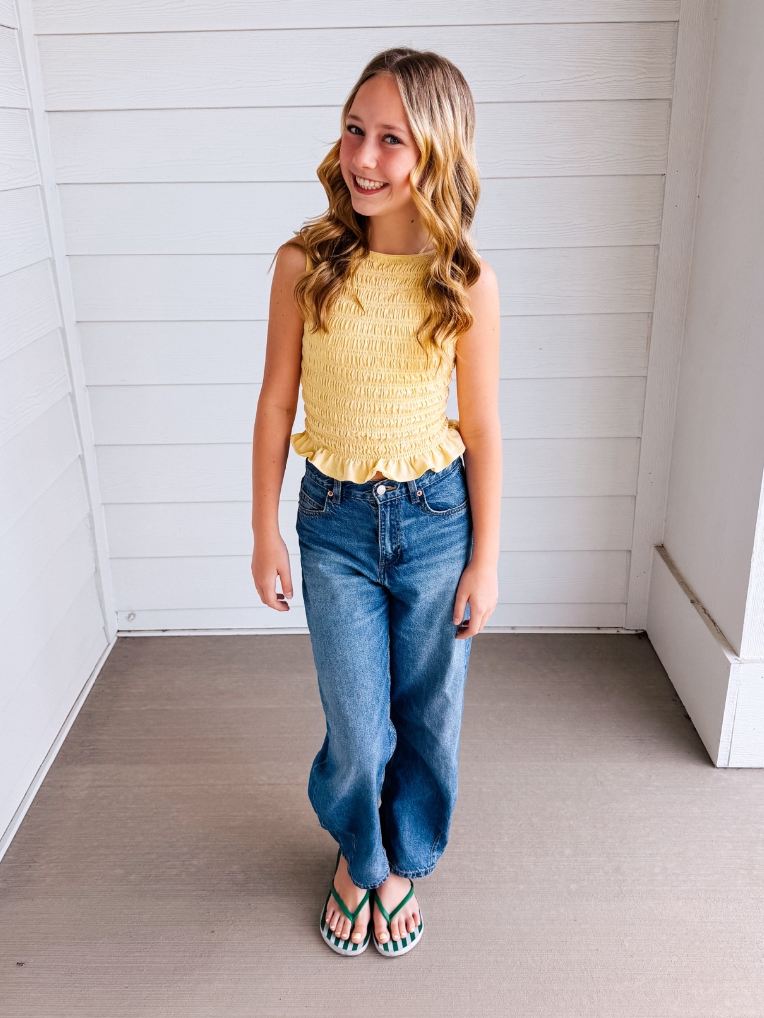 AJ’s last day of school look:

Top is Abercrombie and jeans are Zara. Linking the top - it’s on sale! She’s wearing xxs