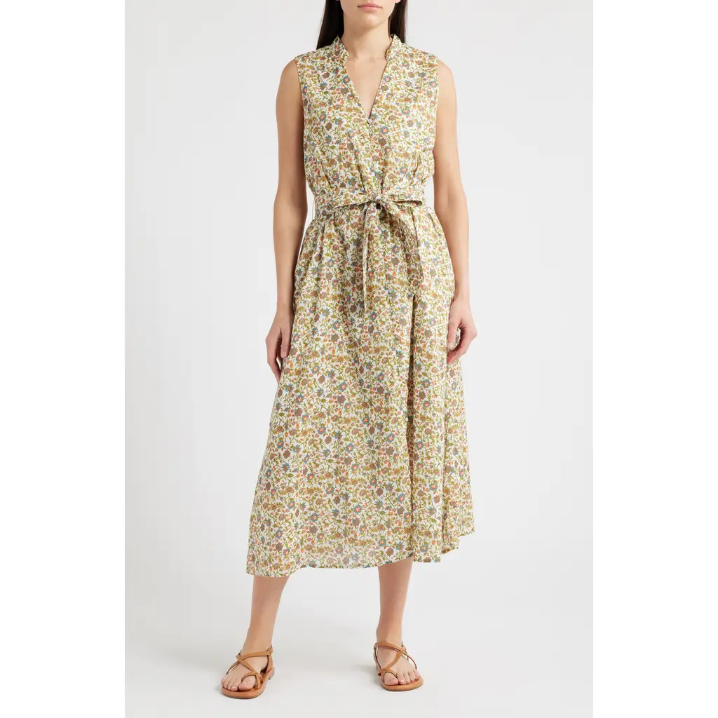 Cleobella Cheyenne Floral Organic Cotton Midi Shirtdress in Viti Flora Print at Nordstrom, Size Medium | Nordstrom