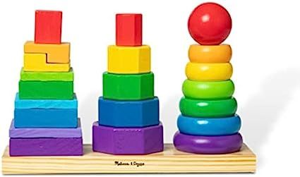 Melissa & Doug Geometric Stacker - Wooden Educational Toy | Amazon (US)