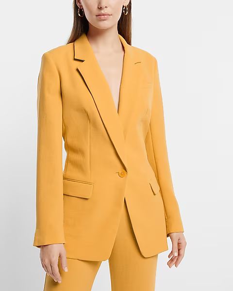 Twill One Button Cinched Boyfriend Blazer | Express