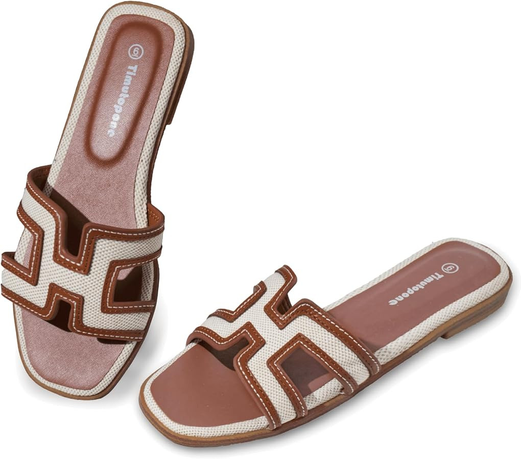 H Flat Sandals for Women Dressy Lightweight Comfortable Slide Sandal Fashion Summer Trendy Casual... | Amazon (US)
