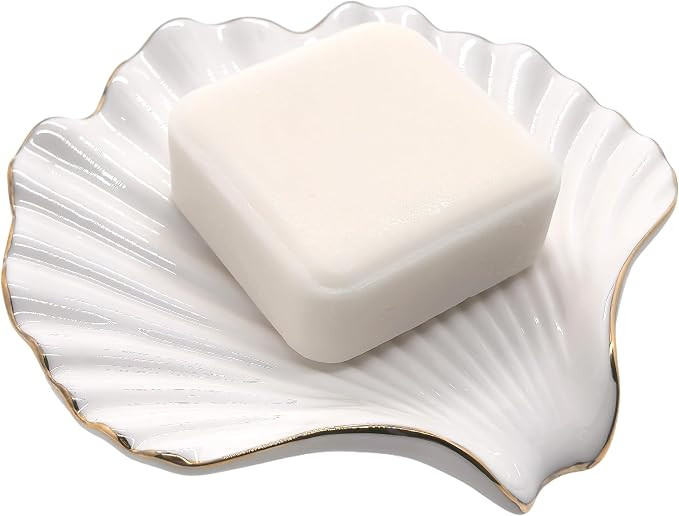 Ceramic Soap Dish Self-Draining Lotus Leaf Soap Holder Soap Saver for Bathroom,Kitchen,Sink,Batht... | Amazon (US)