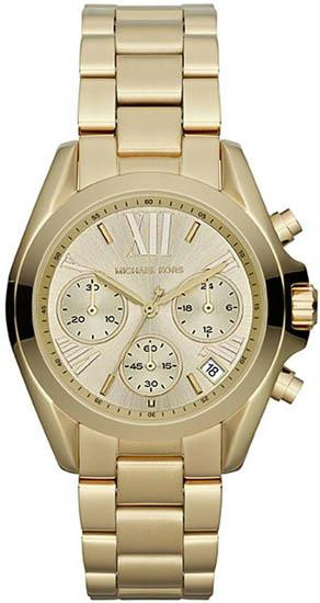 Michael Kors MK5798 Womens Bradshaw Mid-Size Chronograph Gold Tone Stainless Steel Case and Bracelet Gold Tone Dial Date Display Watch | Unbeatable Sale