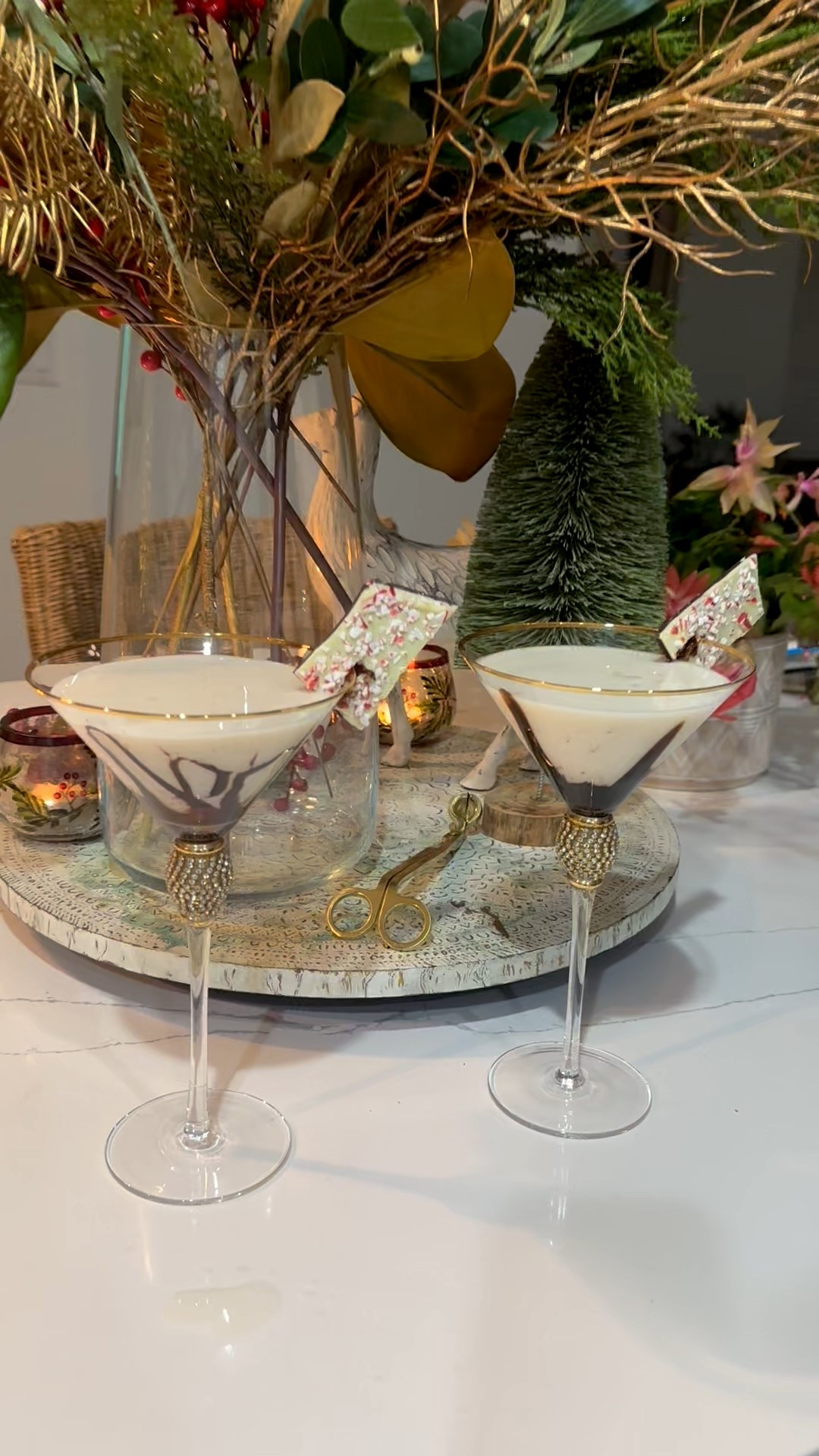 Peppermint Eggnog Martini

8 oz Candy Cane infused vodka (soak crushed candy canes in vodka of choice for 24 hours or until dissolved)
Equal amounts eggnog 

Shake with ice and pour into martini glass with chocolate syrup and garnish with peppermint bark 

Enjoy! 

Christmas cocktail, entertaining, party, holiday 

#LTKHoliday #LTKSeasonal #LTKfoodie

#LTKSeasonal #LTKHoliday #LTKfoodie