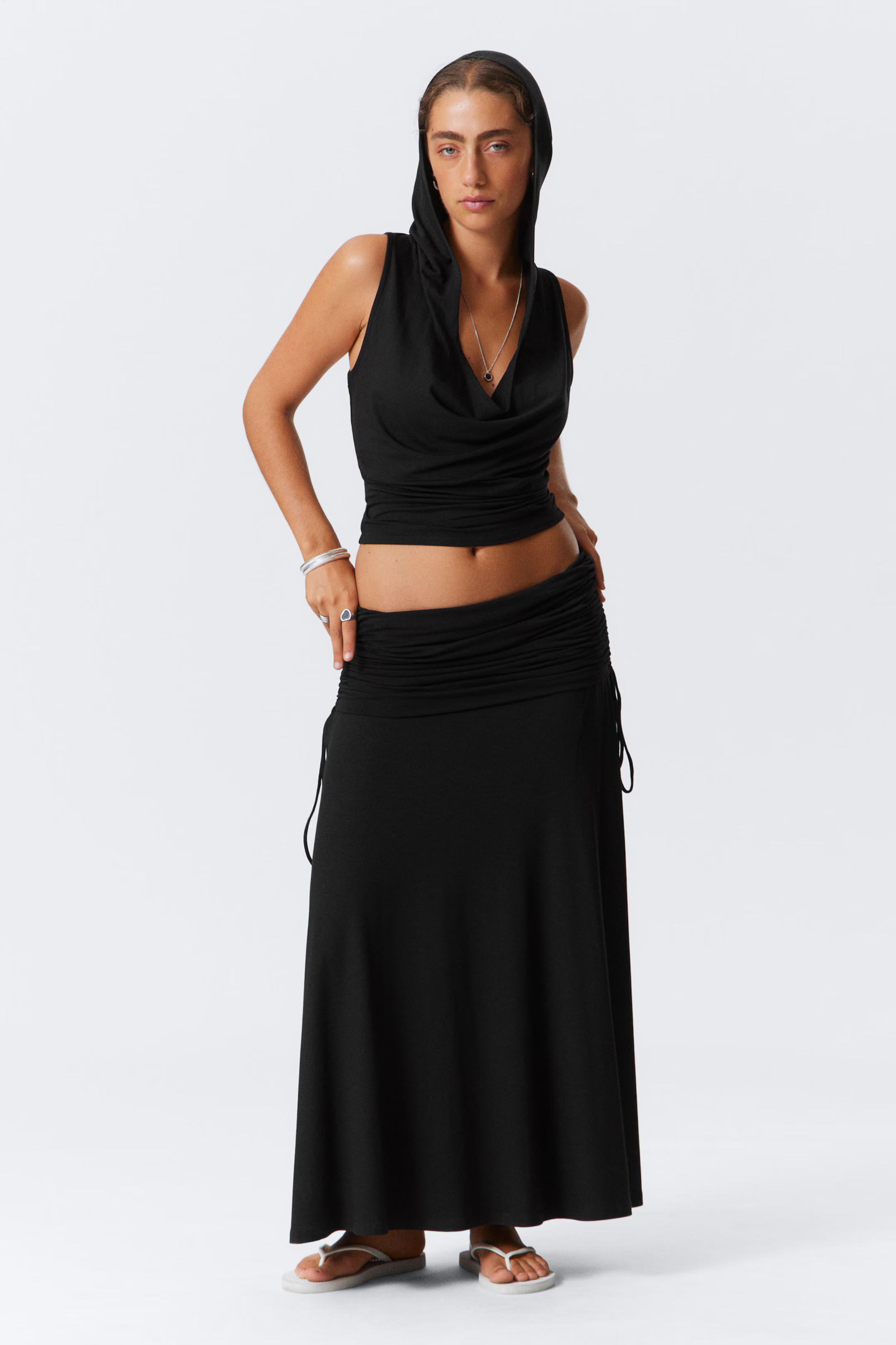Draped Drawstring Maxi Skirt | Weekday