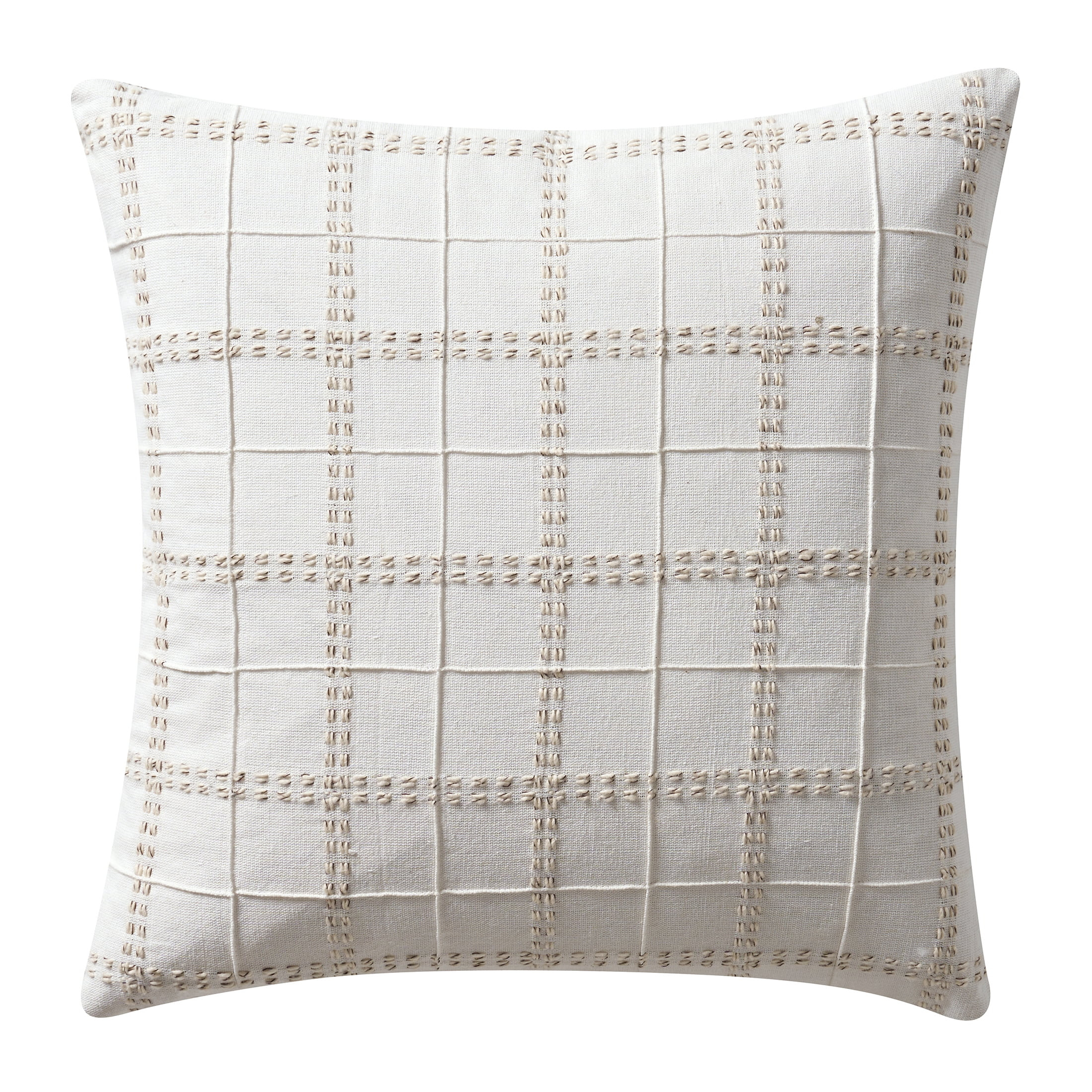 My Texas House 20" x 20" Ivory Woven Plaid Decorative Pillow Cover | Walmart (US)