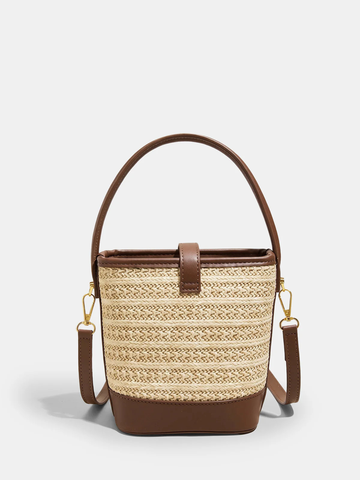Woven Straw Bucket Crossbody Handbag | Commense