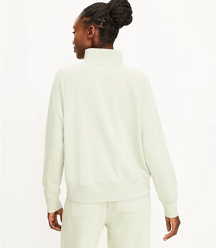 Lou & Grey Zip Neck Cozy Cotton Sweatshirt | LOFT
