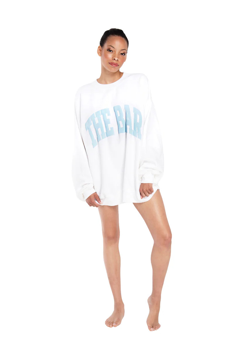 VARSITY SWEATSHIRT WHITE/BABY BLUE | The Bar