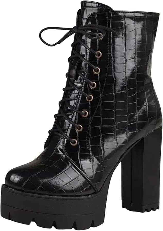 Women's Boots Elegant Ankle Booties For Parties With A High Chunky Heel And Platform Featuring A ... | Amazon (US)