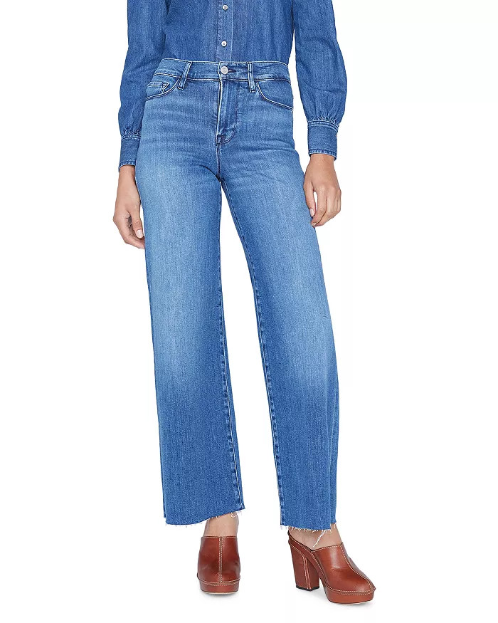 Palazzo Raw Hem High Rise Straight Jeans in Crossings | Bloomingdale's (US)
