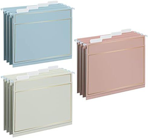 Y YOMA Hanging File Folders with Pocket, Letter Size, 1/5-Cut Tabs, 6 Per Box, Rose Gold with Ass... | Amazon (US)