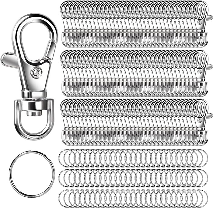 LEOBRO 240PCS Lobster Claw Clasps and Key Rings, Keychain Making Kit, 120PCS Keychain Clips and 1... | Amazon (US)