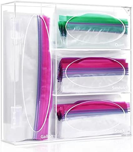 Ziplock Bag Storage Organizer for Kitchen Drawer, Acrylic Baggie Organizer, Zip Lock Bag Dispense... | Amazon (US)