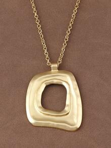 1 Piece Silver/Matte Gold Large Boho Open Charm Pendant Chain Statement Necklace | SHEIN