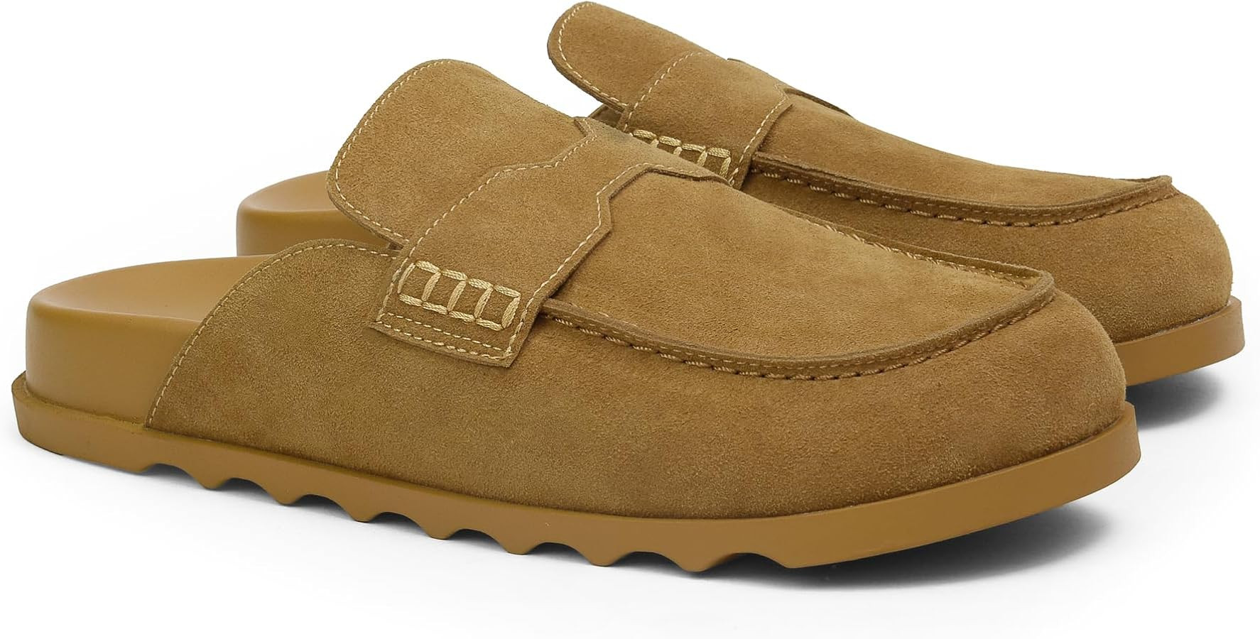 iiimmu Women's Suede Mule Loafers Backless Slip On Flats Casual Round Toe Comfort Slides | Amazon (US)