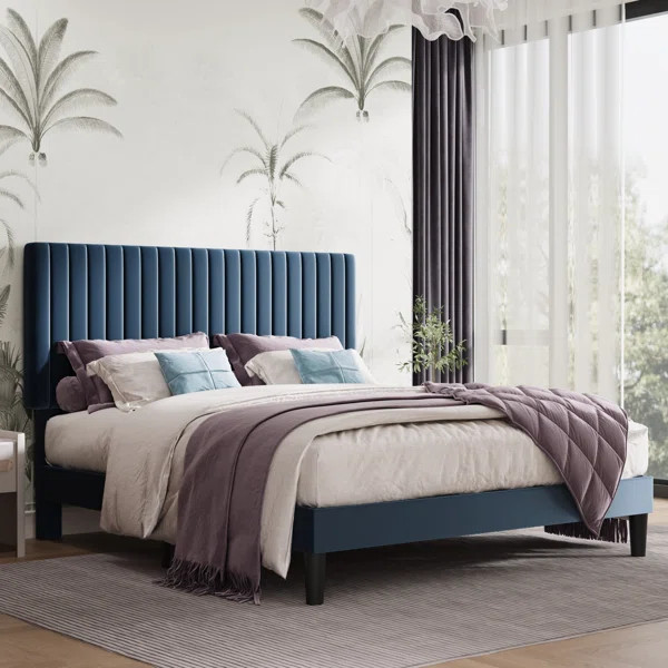 Dunphy Upholstered Platform Bed with Adjustable Headboard | Wayfair North America