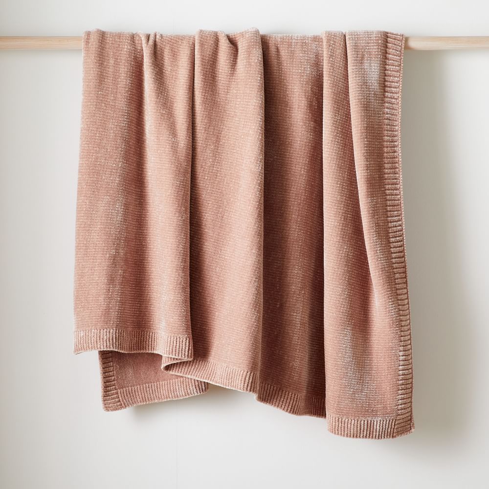 Luxe Chenille Throw, Dusty Blush | West Elm (US)