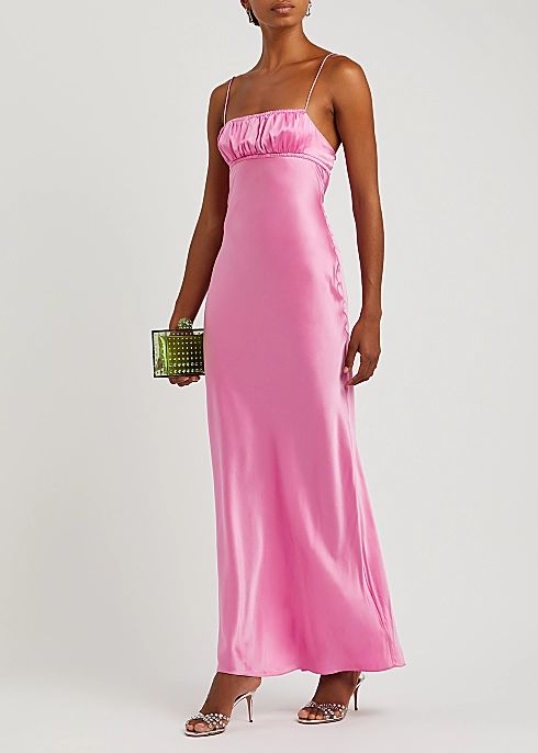 Amber pink silk-satin maxi dress | Harvey Nichols (Global)