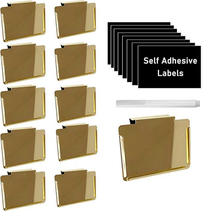 Clip Label Holders,Gold Bin Clips for Kitchen Pantry Organization,10 Pcs Clip Holders with 60 Pcs... | Amazon (US)