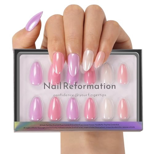 Nail Reformation Press On Nails, Pastel Party | Short Almond 16 Sizes 32Pcs | Amazon (US)