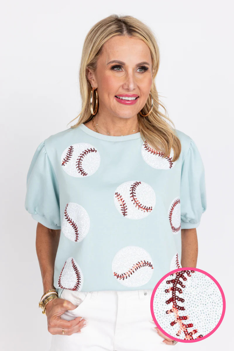 Ruthie Baseball Top- Blue | Avara