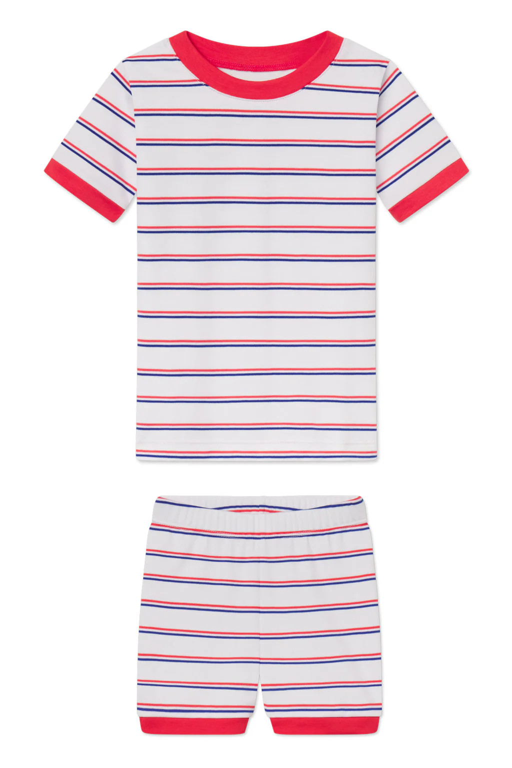 Kids Shorts Set in Lapis Bicolor Tidal Stripe | Lake Pajamas