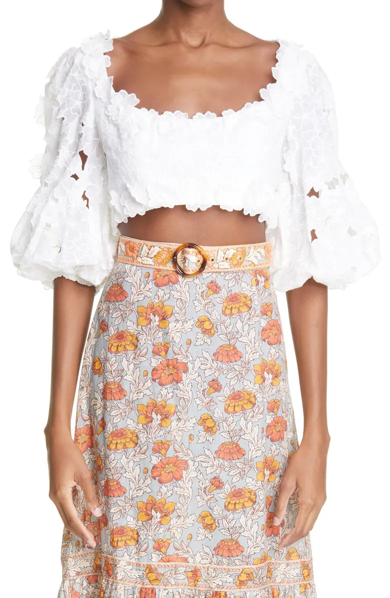 Lola Embroidered Ramie Crop Top | Nordstrom