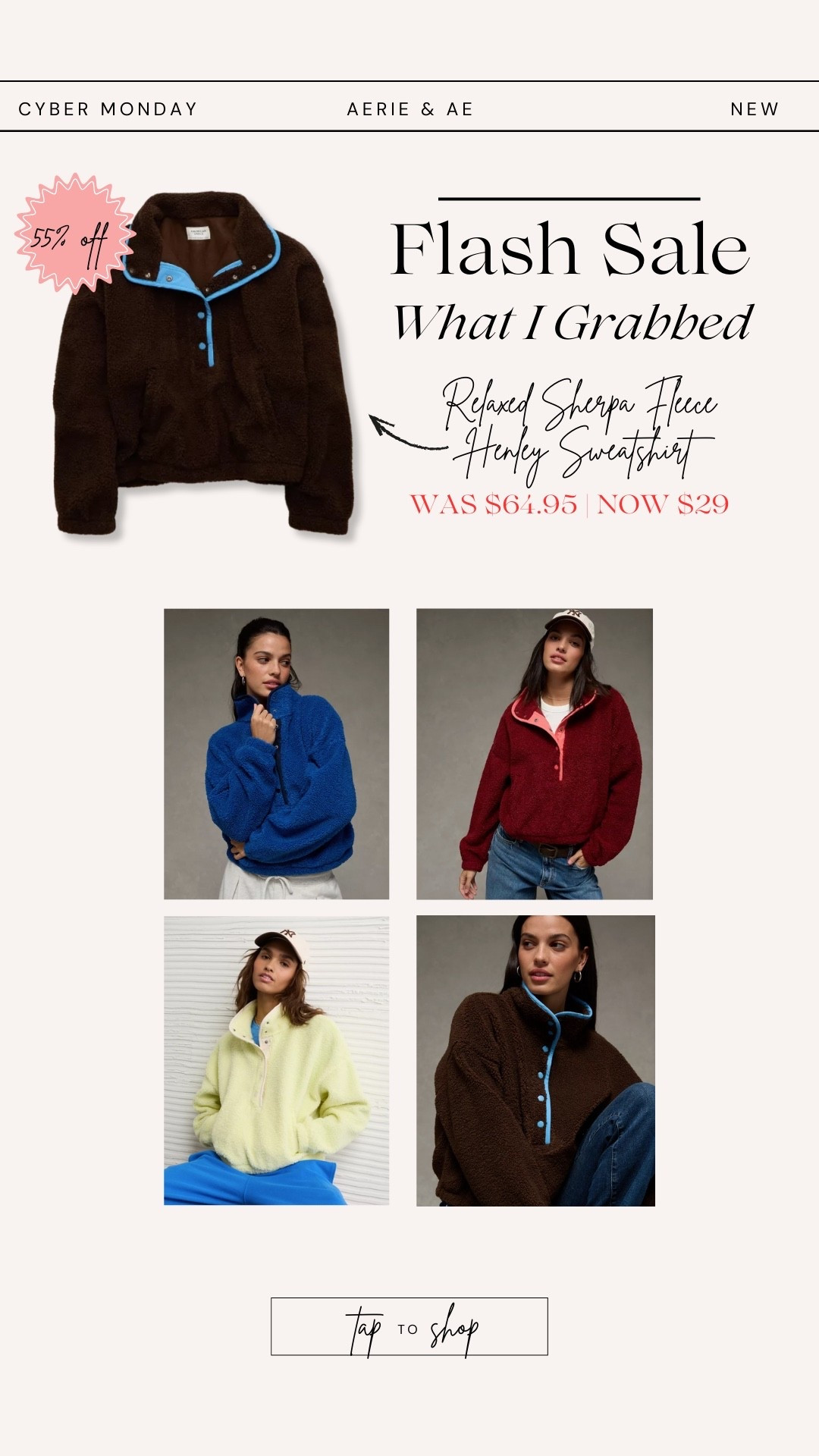 Available in four different colors, this relaxed Sherpa fleece is perfect for layering and is 55% off! gift idea for her winter wear casual outfit casual wear

#LTKSaleAlert #LTKGiftGuide #LTKFindsUnder50