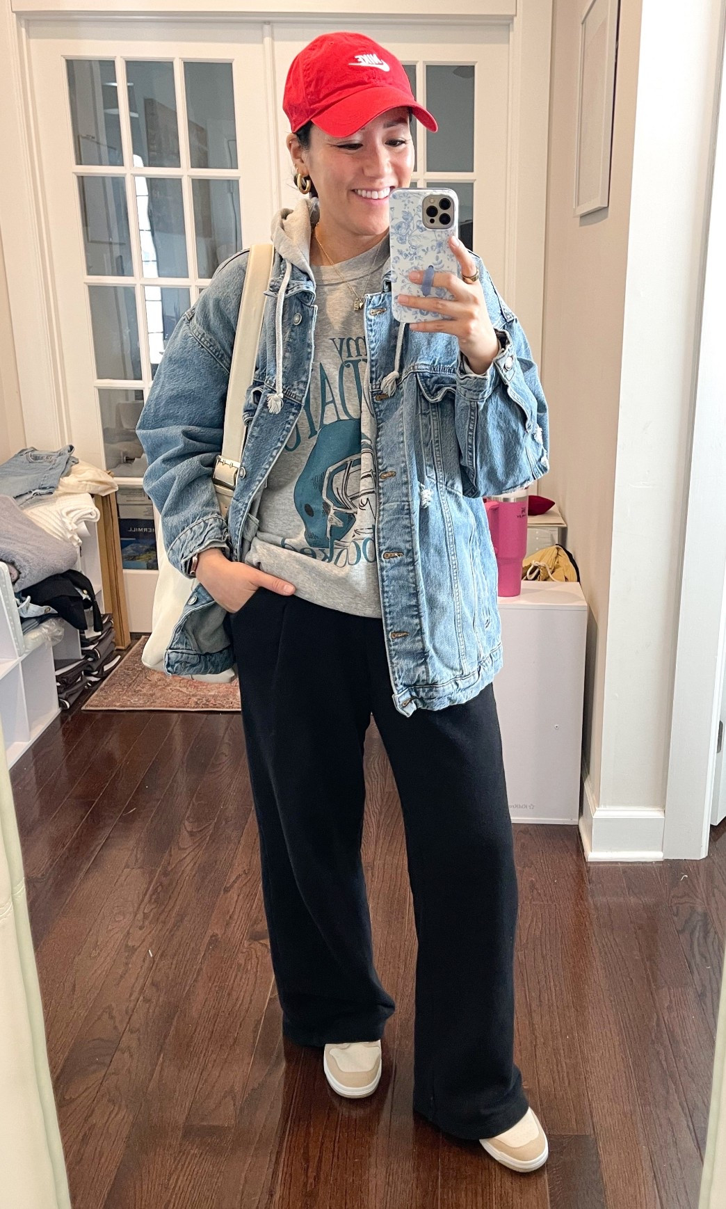 Size small jacket (XS would also fit)- rented from Nuuly
Size XS pants (older version)
Sneakers are true to size
Sweatshirt is sold out


#LTKmomlife #LTKootd #LTKOver40