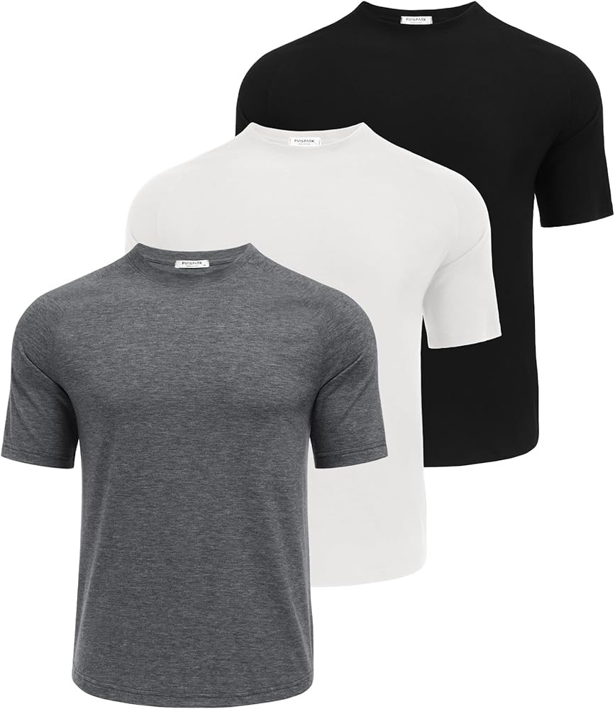 PINSPARK Men's 3 Pack Workout Shirts - Quick Dry Gym Athletic Shirts Moisture Wicking Short Sleev... | Amazon (US)