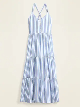 Striped Fit & Flare Tiered Maxi Sundress for Women | Old Navy (US)
