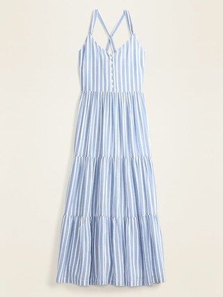 Striped Fit & Flare Tiered Maxi Sundress for Women | Old Navy (US)