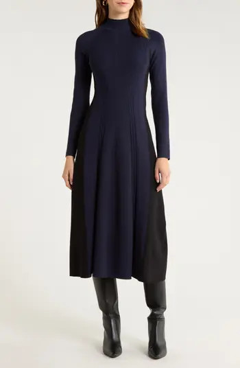Zaya Mock Neck Long Sleeve Rib Dress | Nordstrom