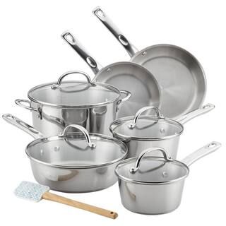 Ayesha Curry Home Collection 11-Piece Stainless Steel Cookware Set, Silver | The Home Depot