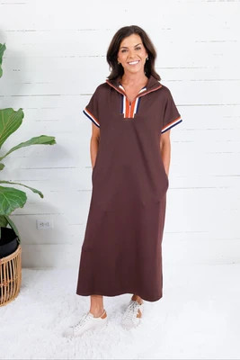 Forsyth Chocolate Brown Knit Caftan | Clover + Bee