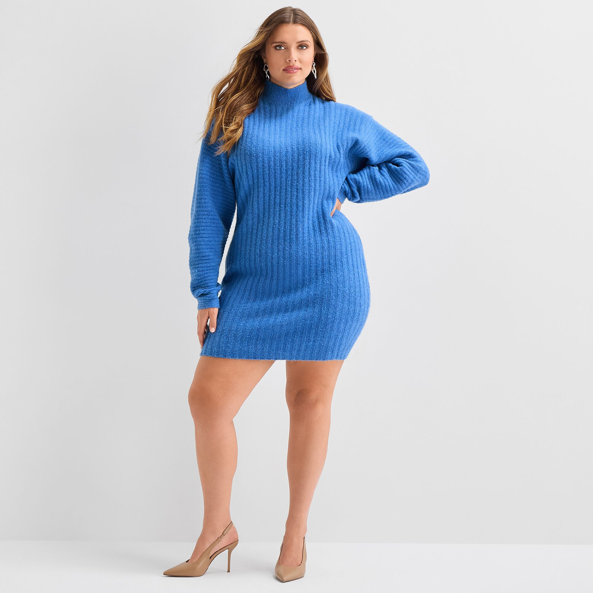 Ashley Graham Women's Plus Long Sleeve Funnel Neck Sweater Dress | JCPenney