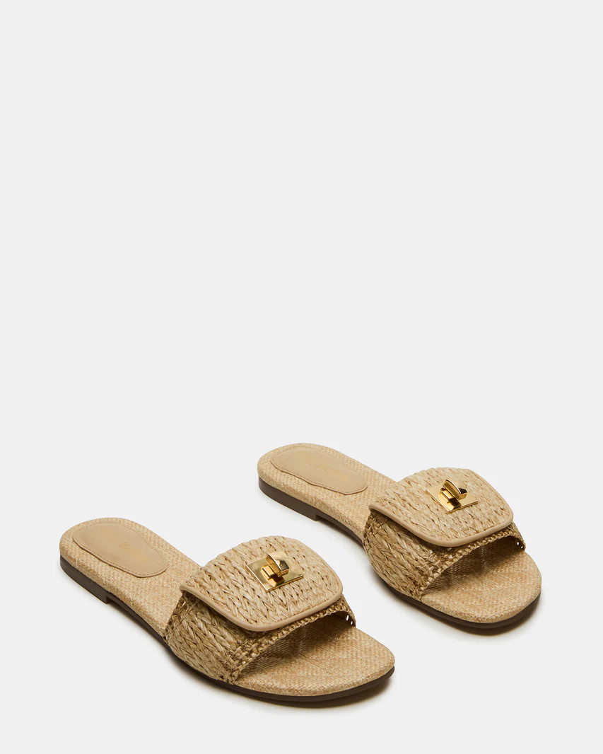 MORELAND Natural Raffia Slide Women's Sandal | Steve Madden (US)