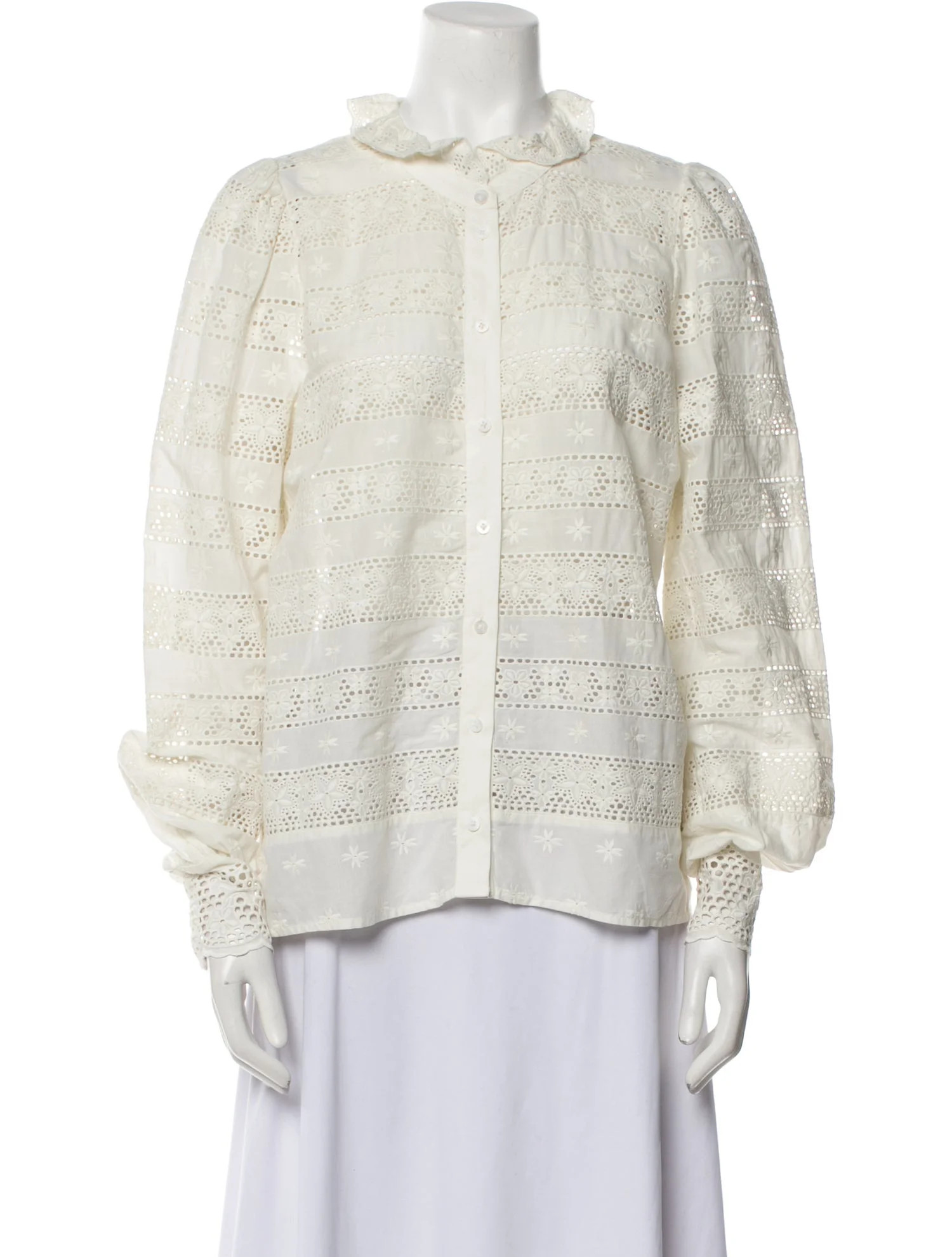 Lace Pattern Mock Neck Blouse | The RealReal