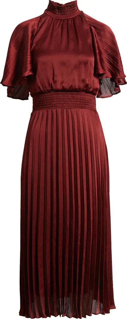 Julia Jordan Flutter Sleeve Pleated Midi Dress | Nordstrom | Nordstrom