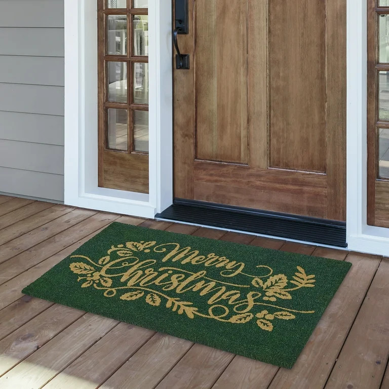My Texas House Green Merry Christmas Outdoor Coir Mat, 30"x48" | Walmart (US)