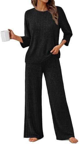 LILLUSORY Womens 2 Piece Lounge Sets Pajamas Matching Outfits 2025 3/4 Sleeve Fall Clothes Vacati... | Amazon (US)