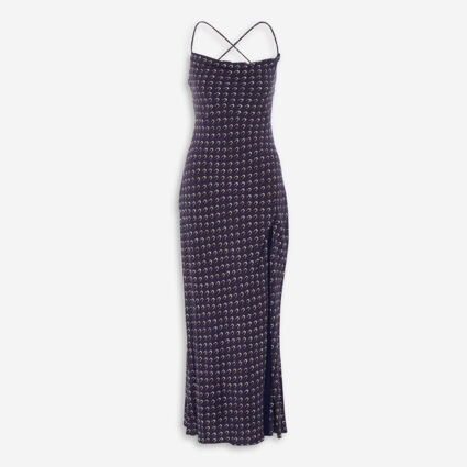 Navy Crepe Patterned Strappy Dress | TK Maxx
