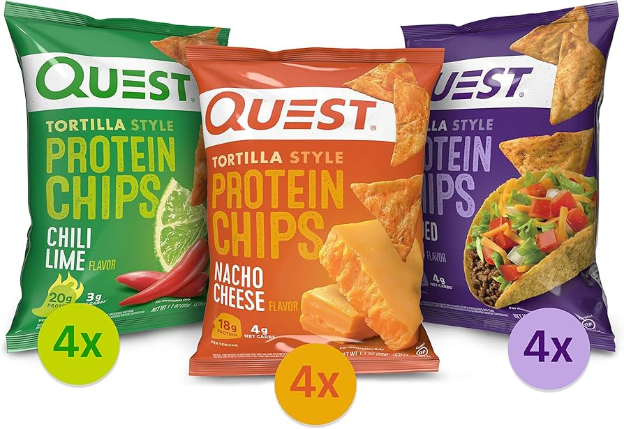 Quest Nutrition Tortilla Style Protein Chips Variety Pack, Chili Lime, Nacho Cheese, Loaded Taco,... | Amazon (US)