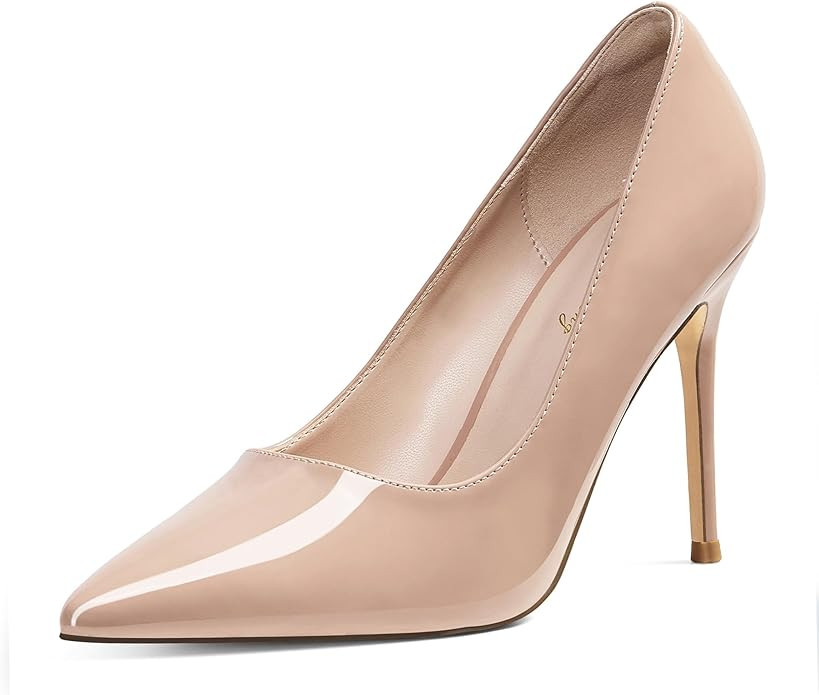 Elisabet Tang Women's High Heels Pumps Closed Pointed Toe Stiletto 4inch Heels Classic Office Spe... | Amazon (US)