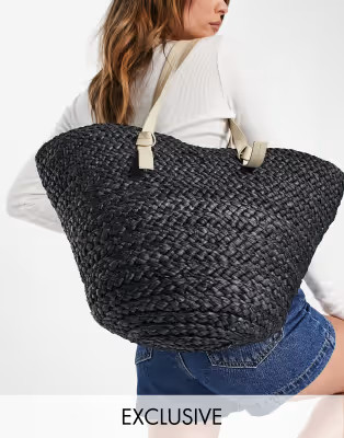 South Beach straw tote in black | ASOS (Global)