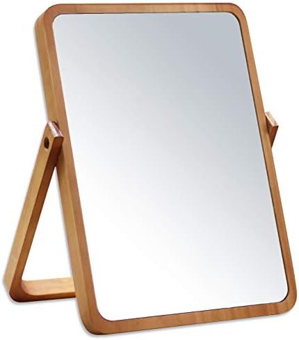 Vertical Wood Vanity Table Mirror Stand Makeup Mirror Swivel at Multiple Angles for Bedroom Livin... | Amazon (US)