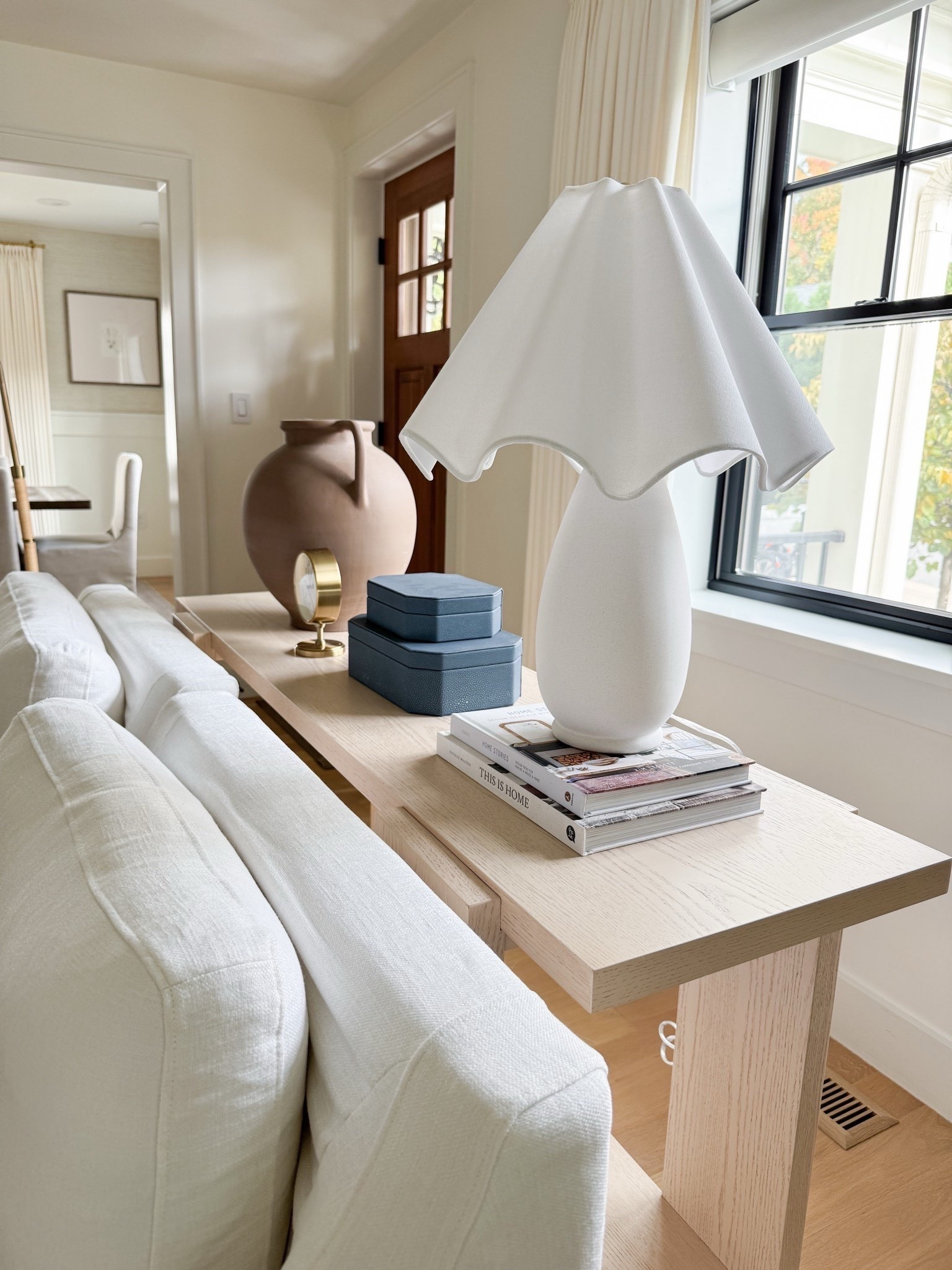 Console table, affordable ruffled lamp from Target: sofa table styling. Target finds, studio Mcgee

#LTKHome #LTKFindsUnder50 #LTKFindsUnder100