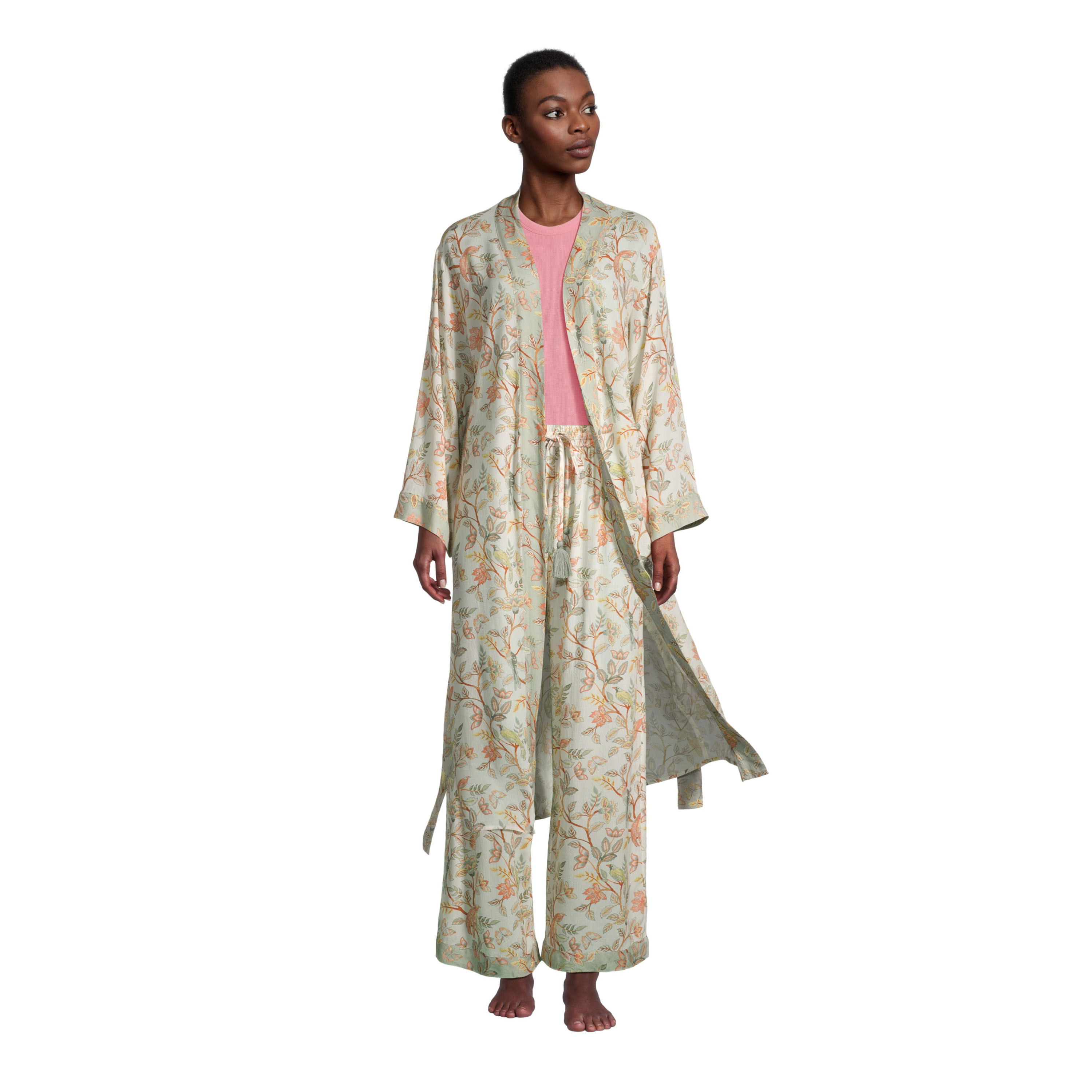 Veda Ivory And Sage Green Jaipur Birds Pajama Collection - World Market | World Market